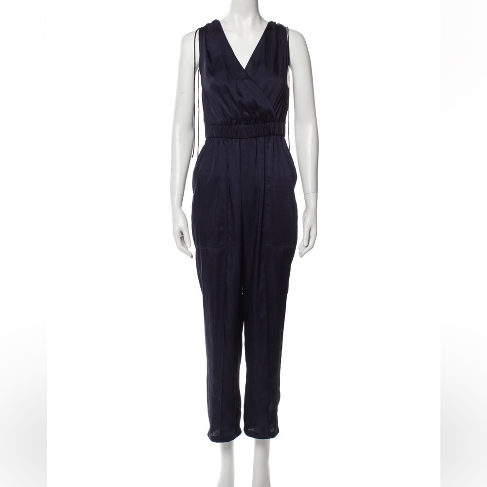 Jonathan Simkhai V-Neck Jumpsuit with pleated accents, sleeveless
